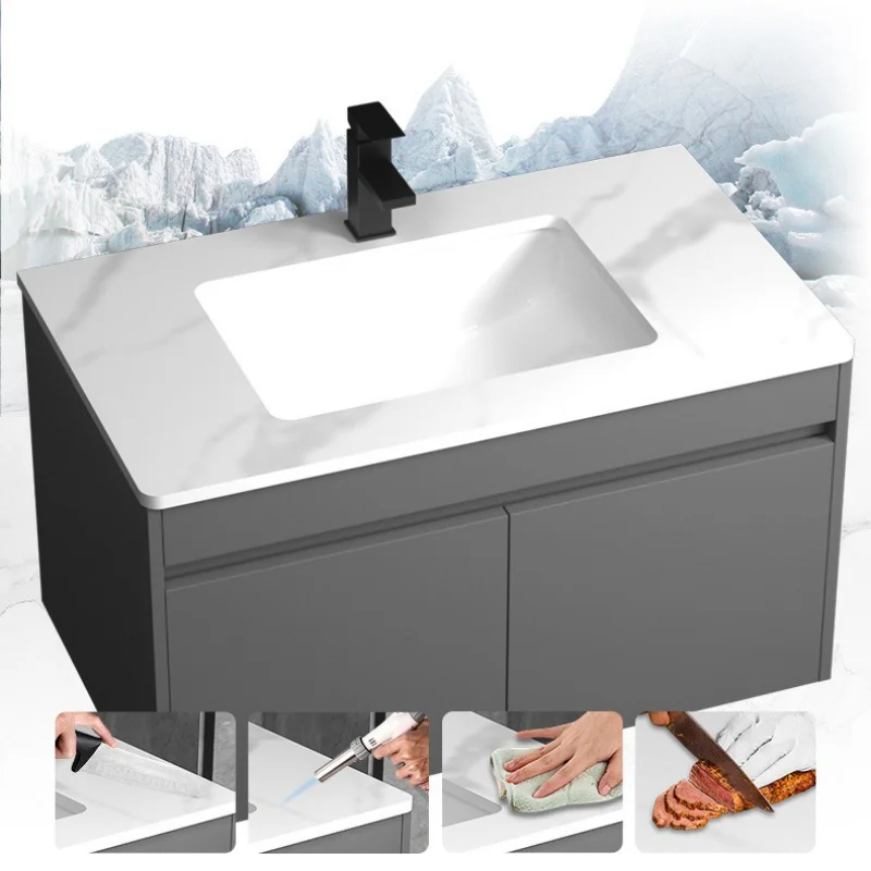 Stainless steel new bathroom cabinet, bathroom rock slab washstand ceramic integrated type, washbasin cabinet combination
Stainless steel new bathroom cabinet, bathroom rock slab washstand ceramic integrated type, washbasin cabinet combination
