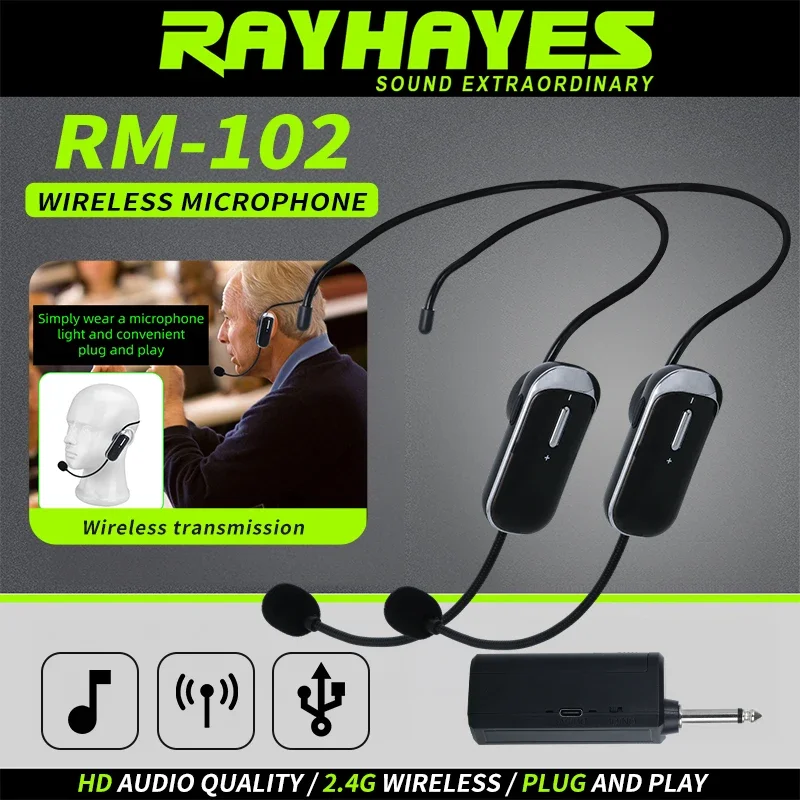 RAYHAYES RM-102 Wireless Headset Microphone Kit with Receiver for Speaker Amplifiers Suitable for Teaching and Meetings
RAYHAYES RM-102 Wireless Headset Microphone Kit with Receiver for Speaker Amplifiers Suitable for Teaching and Meetings