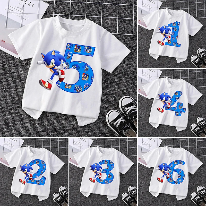 Sonics Children T-shirt Birthday Number Top Short Sleeve Clothing Fashion Printed Tee Boys Girls Cartoon Anime Cute Kids Clothes
Sonics Children T-shirt Birthday Number Top Short Sleeve Clothing Fashion Printed Tee Boys Girls Cartoon Anime Cute Kids Clothes