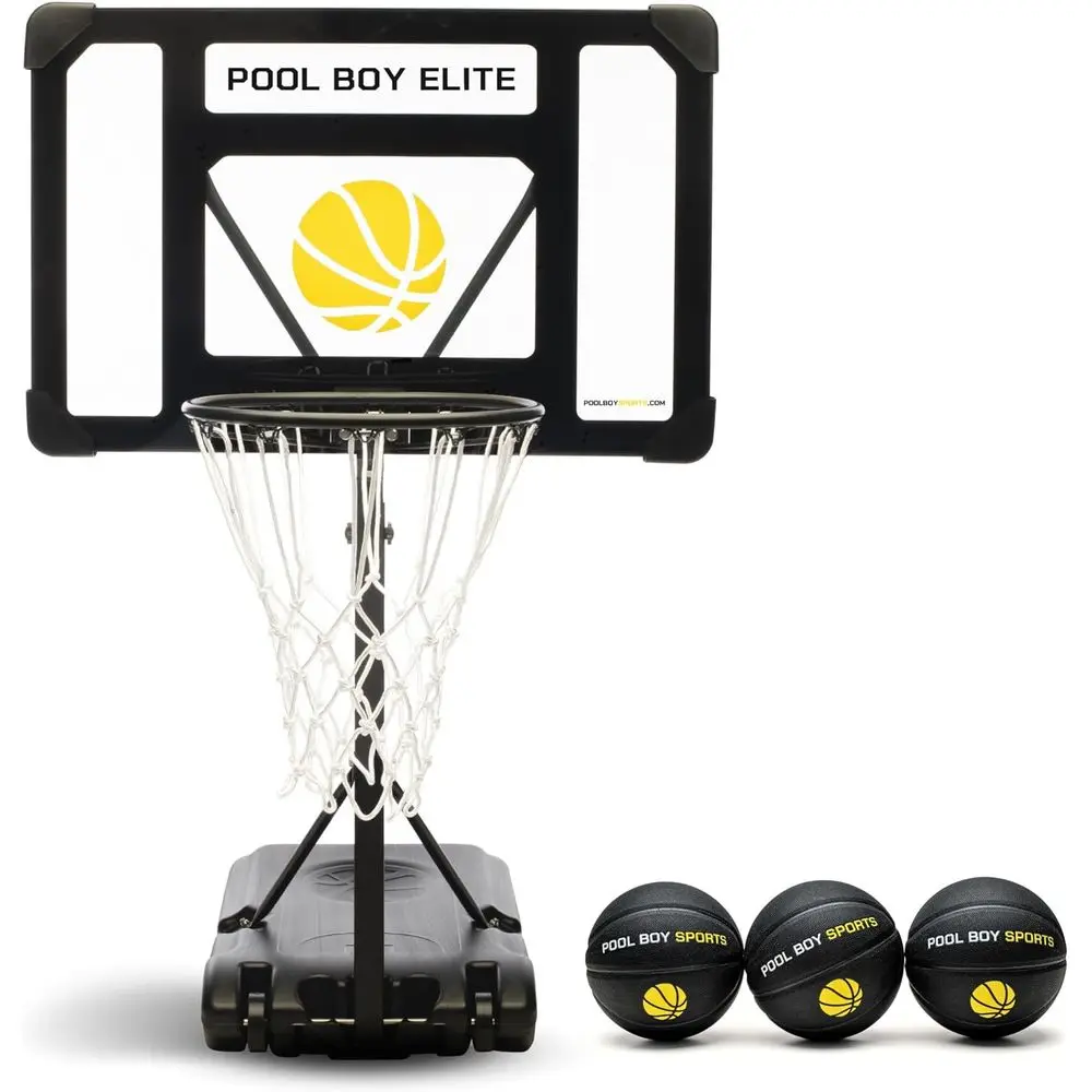 Pool Basketball Hoop - Set Includes 3X Composite Leather Basketballs, Air Pump, & Tools - Adjustable Poolside Basketball Hoop -
Pool Basketball Hoop - Set Includes 3X Composite Leather Basketballs, Air Pump, & Tools - Adjustable Poolside Basketball Hoop -