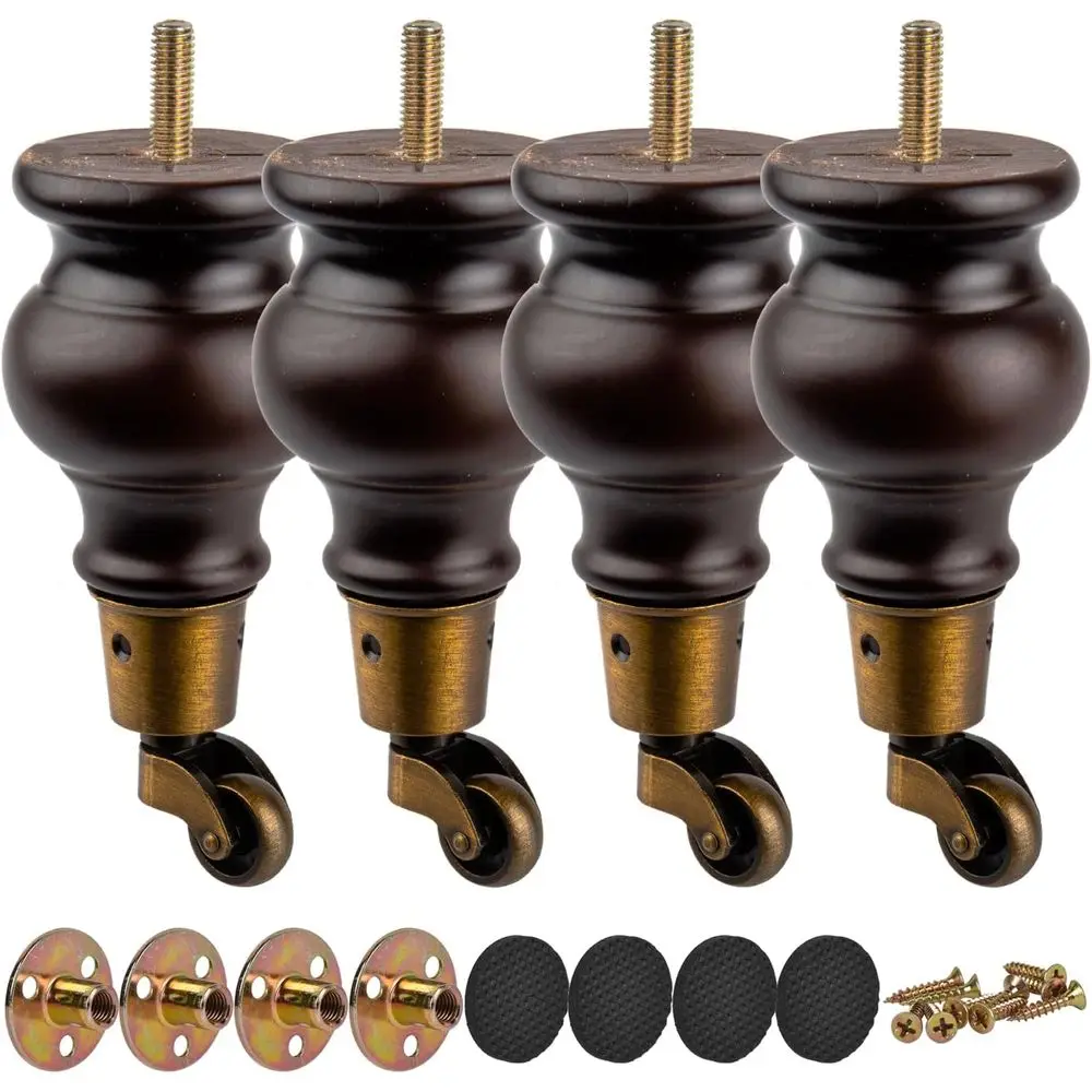 6 Inch Wooden Furniture Legs with Casters, Pack of 4 Classic Walnut Solid Wood Round DIY Replacement for Sofa, Cabinet, Ottoman,
6 Inch Wooden Furniture Legs with Casters, Pack of 4 Classic Walnut Solid Wood Round DIY Replacement for Sofa, Cabinet, Ottoman,