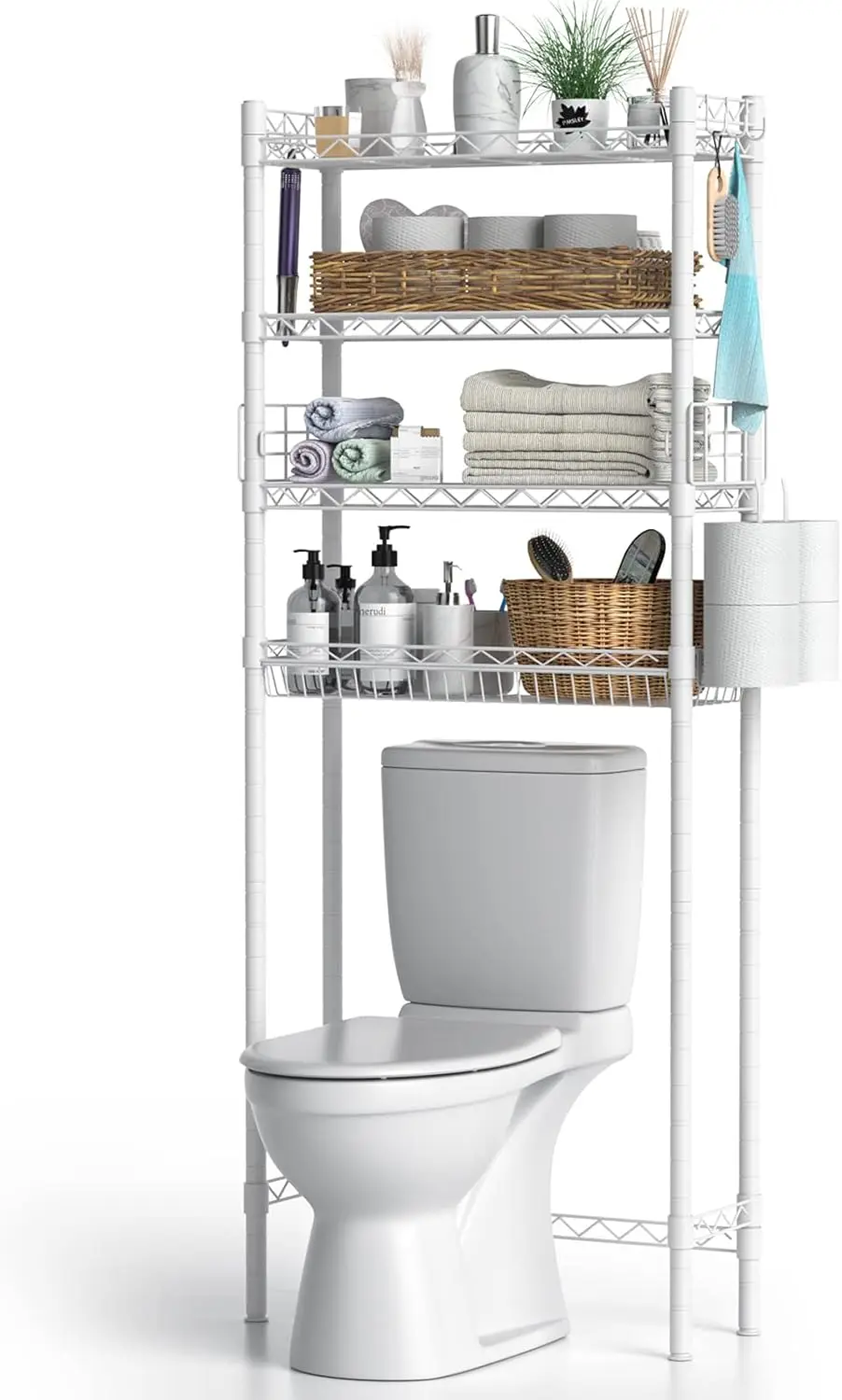 Adjustable Over Toilet Storage, 4-Tier Bathroom Organizer Shelf, Sturdy Space Saver, White
Adjustable Over Toilet Storage, 4-Tier Bathroom Organizer Shelf, Sturdy Space Saver, White