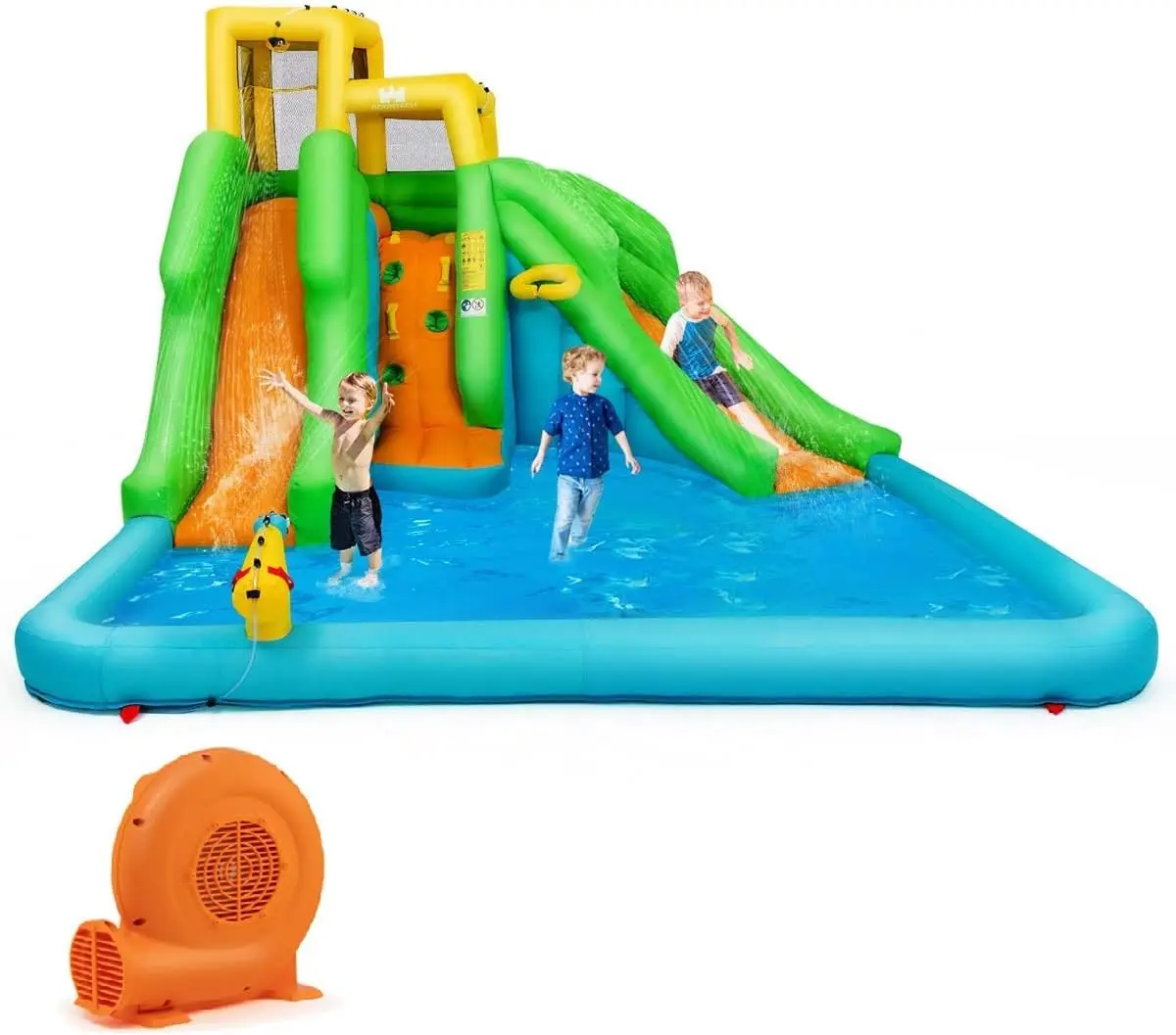 Inflatable Water Slide, 6 in 1 Giant Waterslide Park for Kids Outdoor Fun with 550W Blower, 2 Slides, Splash Pool, Blow up
Inflatable Water Slide, 6 in 1 Giant Waterslide Park for Kids Outdoor Fun with 550W Blower, 2 Slides, Splash Pool, Blow up