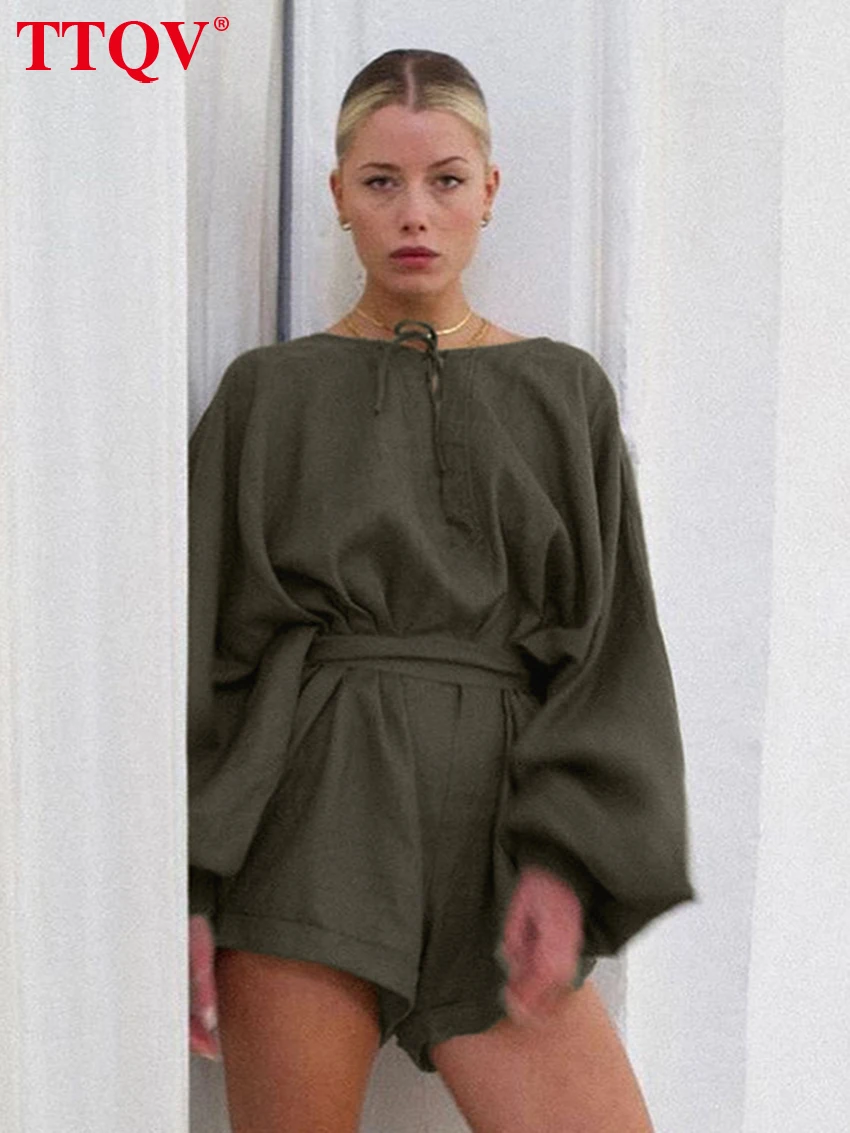 TTQV Casual Loose Green Cotton Women's Jumpsuit 2026 Spring O-Neck Long Sleeve Jumpsuits Elegant Classic Lace-Up Romper Female
TTQV Casual Loose Green Cotton Women's Jumpsuit 2026 Spring O-Neck Long Sleeve Jumpsuits Elegant Classic Lace-Up Romper Female