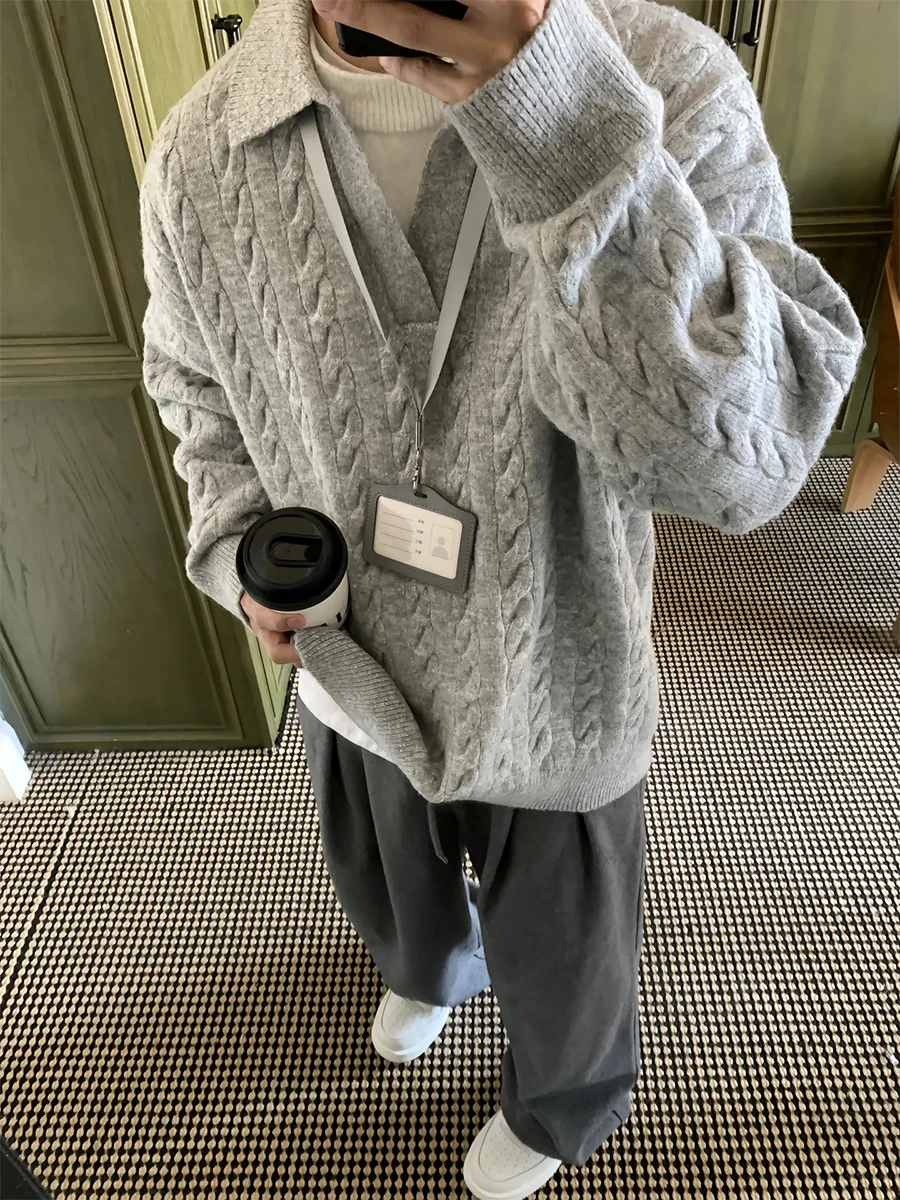 Loose Knitted V-Ne Men's Sweater Korean Sle Winter Faion Tassel irt Thiened Polyester Long Sve Casual Wear
Loose Knitted V-Ne Men's Sweater Korean Sle Winter Faion Tassel irt Thiened Polyester Long Sve Casual Wear