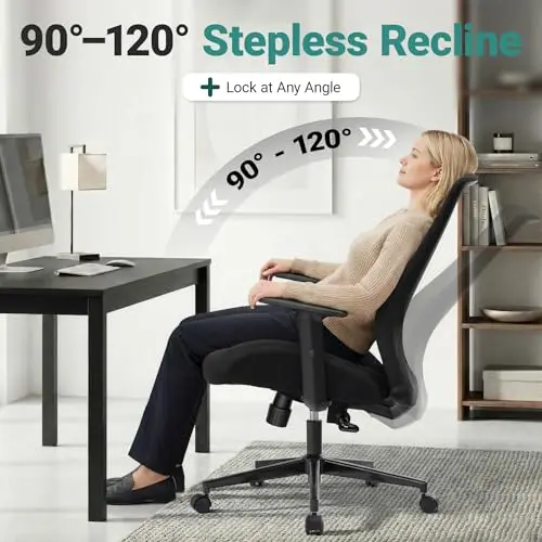 Wide Mesh Ergonomic Office Chair For Heavy Duty Use, 500 Lb Max Load, Stepless 90°–120° Recline With Lock, 5.5″ Thick Cushion,
Wide Mesh Ergonomic Office Chair For Heavy Duty Use, 500 Lb Max Load, Stepless 90°–120° Recline With Lock, 5.5″ Thick Cushion,
