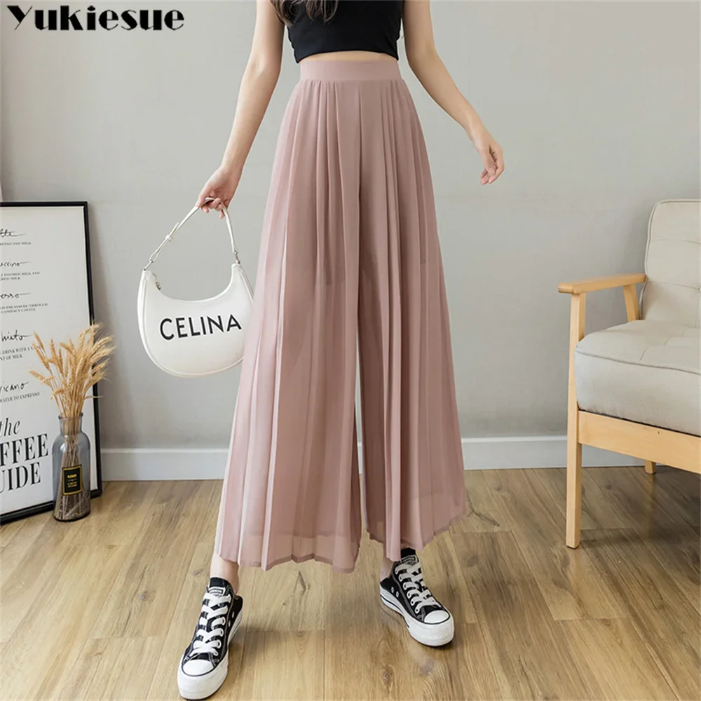 harajuku summer high waist Women's wide leg chiffon pleated Capris pants for women baggy straight skirts pants woman trousers
harajuku summer high waist Women's wide leg chiffon pleated Capris pants for women baggy straight skirts pants woman trousers