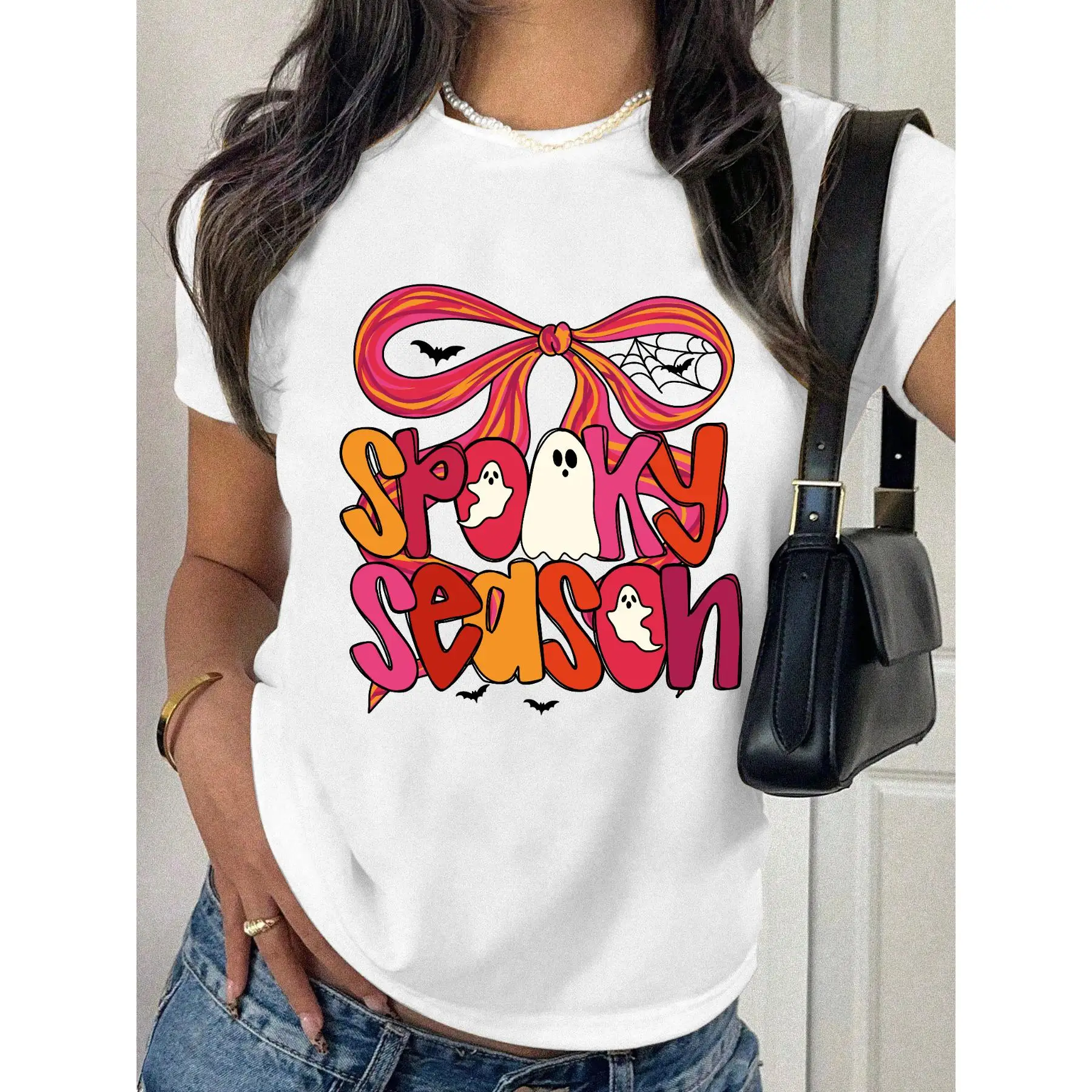"Spooky Season T Shirt Women Halloween Ghost Bow Graphic Tee Cute Casual Short Sleeve Party Outfit Top"
"Spooky Season T Shirt Women Halloween Ghost Bow Graphic Tee Cute Casual Short Sleeve Party Outfit Top"