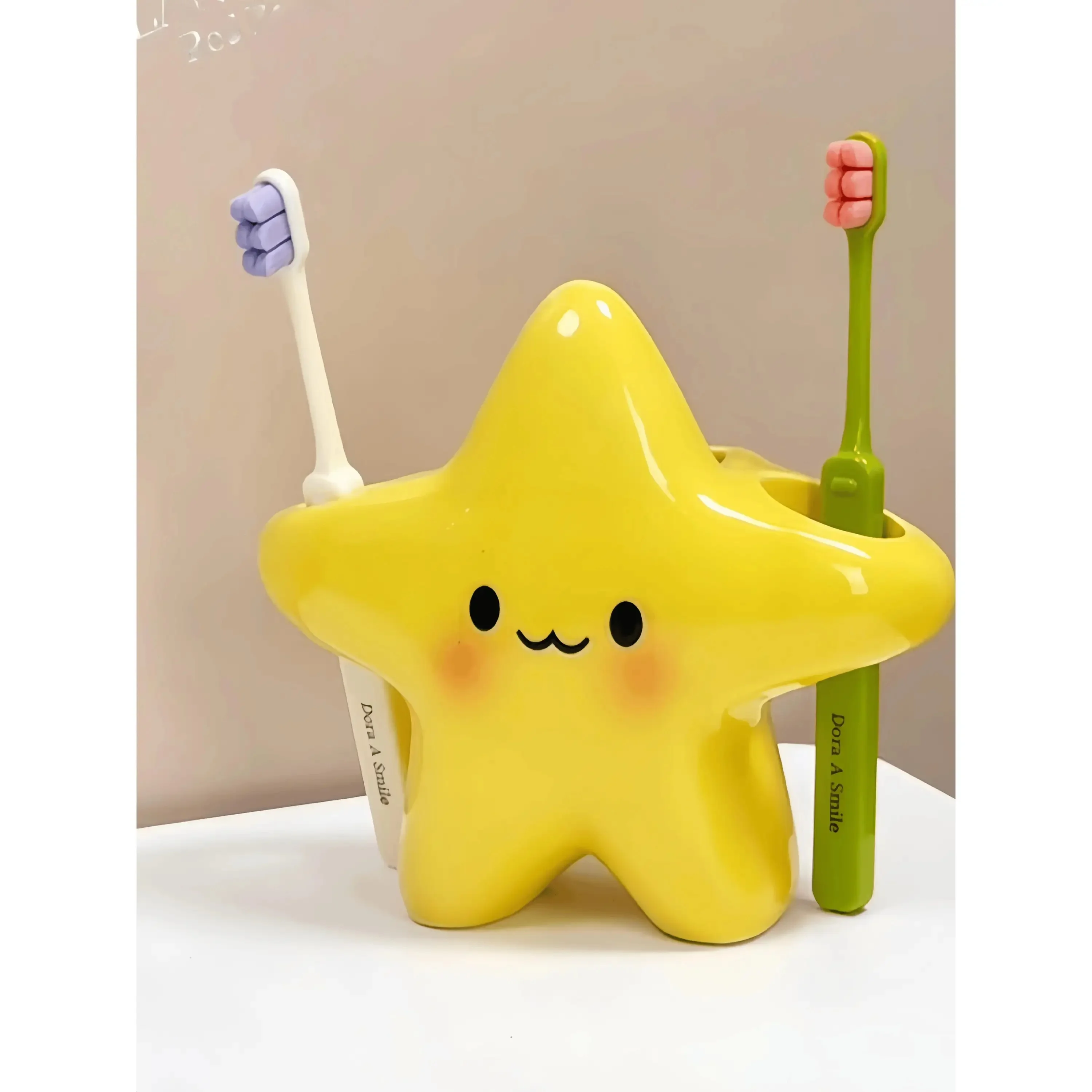 Cute Star Design Toothbrush Holder Cartoon Ceramic Toothpaste Organizer Home High Aesthetic Value Bathroom Accessory
Cute Star Design Toothbrush Holder Cartoon Ceramic Toothpaste Organizer Home High Aesthetic Value Bathroom Accessory