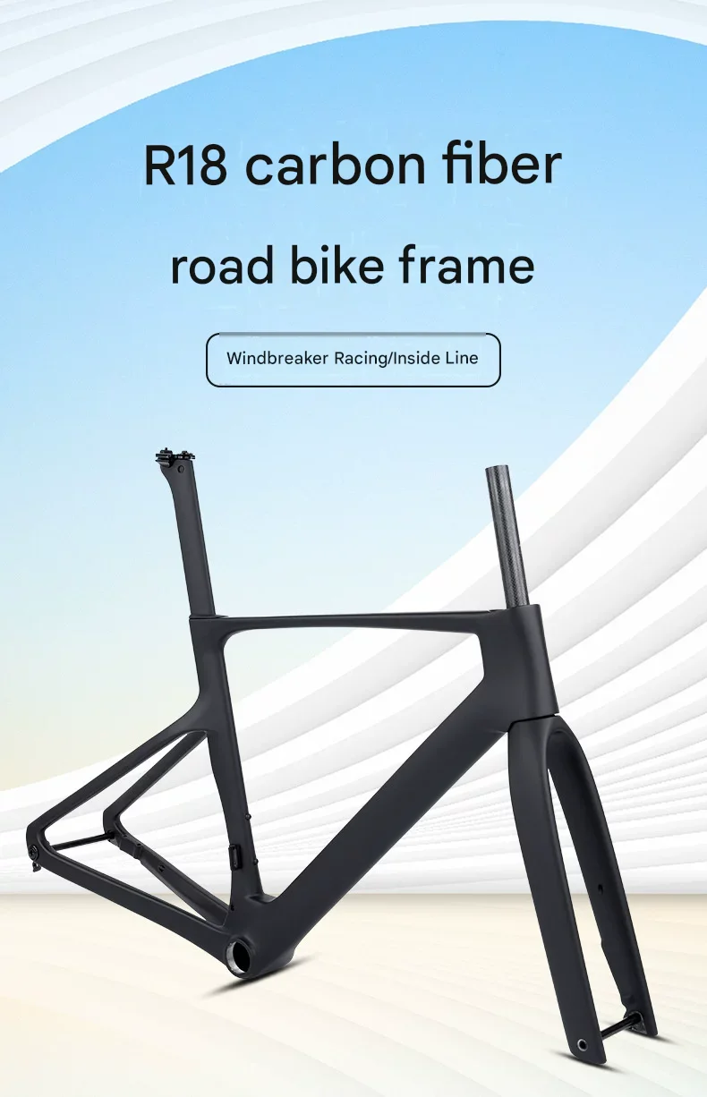 R18 Carbon Fiber Road Bike Frame — Thru-Axle, Disc Brake, Racing Frame — Matte Black (No Logos)
R18 Carbon Fiber Road Bike Frame — Thru-Axle, Disc Brake, Racing Frame — Matte Black (No Logos)