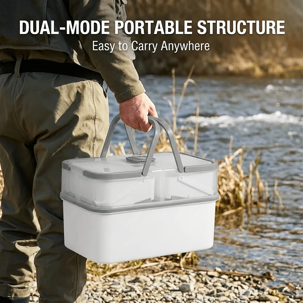 Portable Fishing Gear Storage Box, Transparent Double-Opening Accessory Box, with Removable Compartments, Portable Fishing Tool Organizer, Dedicated for Outdoor Fishing
Portable Fishing Gear Storage Box, Transparent Double-Opening Accessory Box, with Removable Compartments, Portable Fishing Tool Organizer, Dedicated for Outdoor Fishing