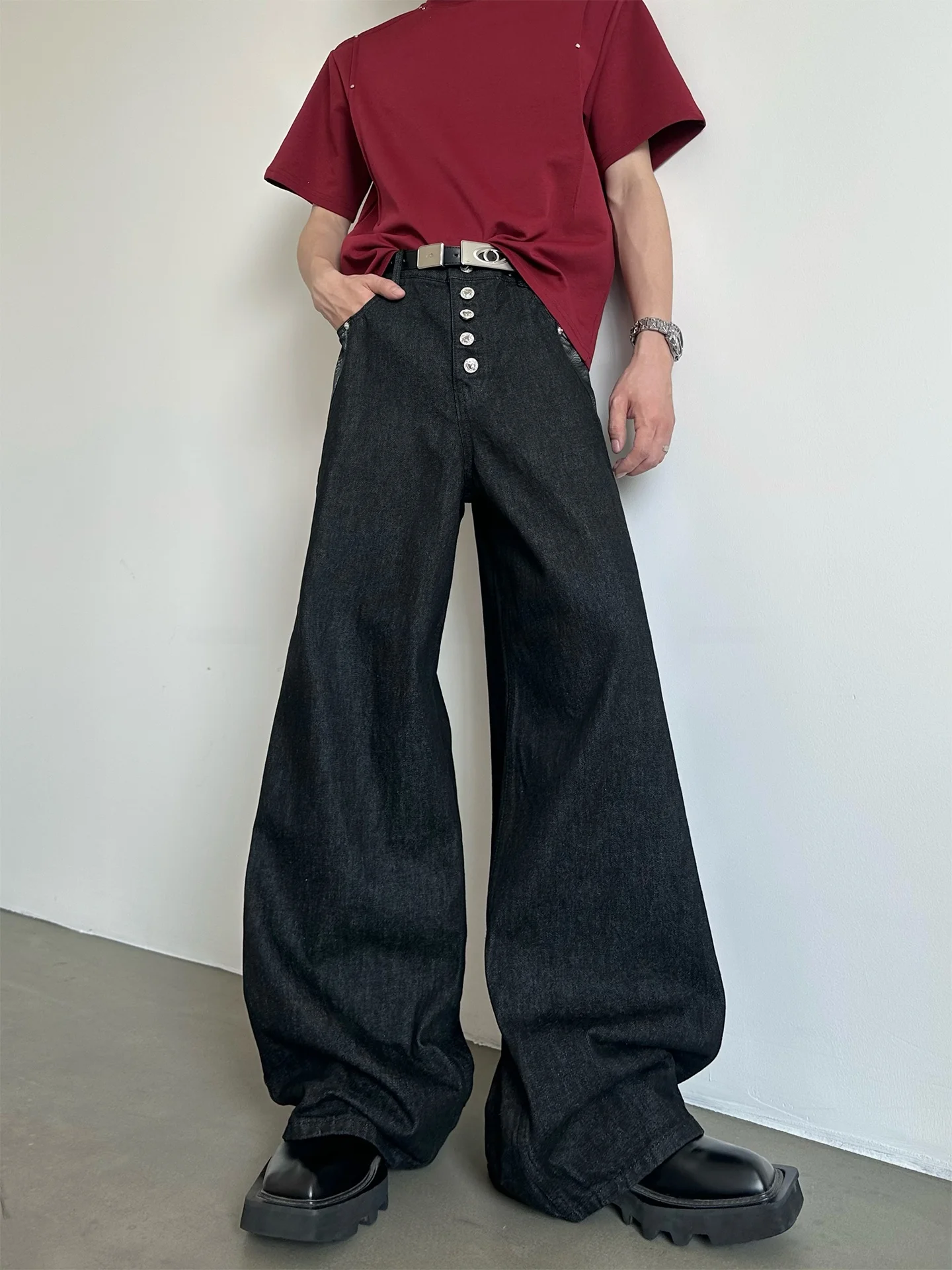 MARTHENAUT Pure Color Wide Leg Patchwork Denim Jeans Button Casual Black Flared Pants Youth Trend Loose Fit Four Seasons
MARTHENAUT Pure Color Wide Leg Patchwork Denim Jeans Button Casual Black Flared Pants Youth Trend Loose Fit Four Seasons
