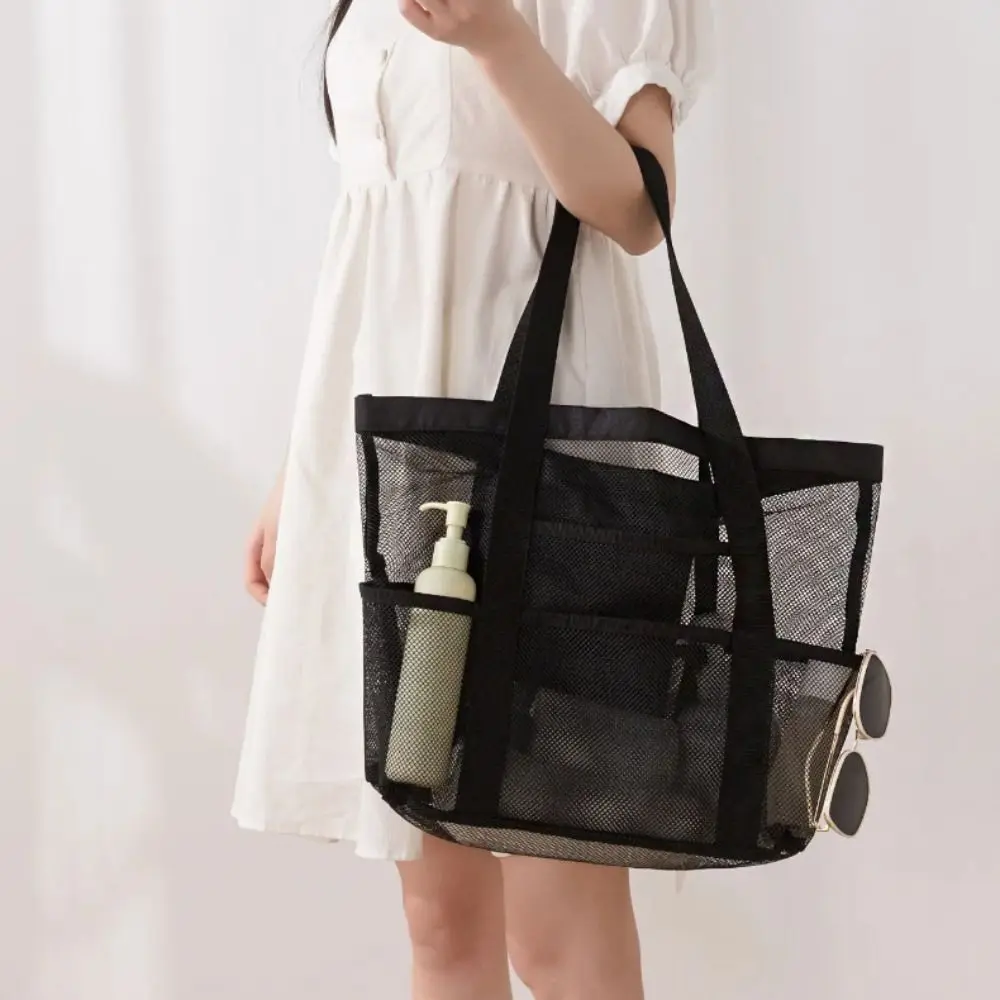 Soild Color Nylon Mesh Beach Bag Hollow Out Foldable Toiletry Storage Bag Breathable Multifunctional Mesh Handbag Outdoor
Soild Color Nylon Mesh Beach Bag Hollow Out Foldable Toiletry Storage Bag Breathable Multifunctional Mesh Handbag Outdoor