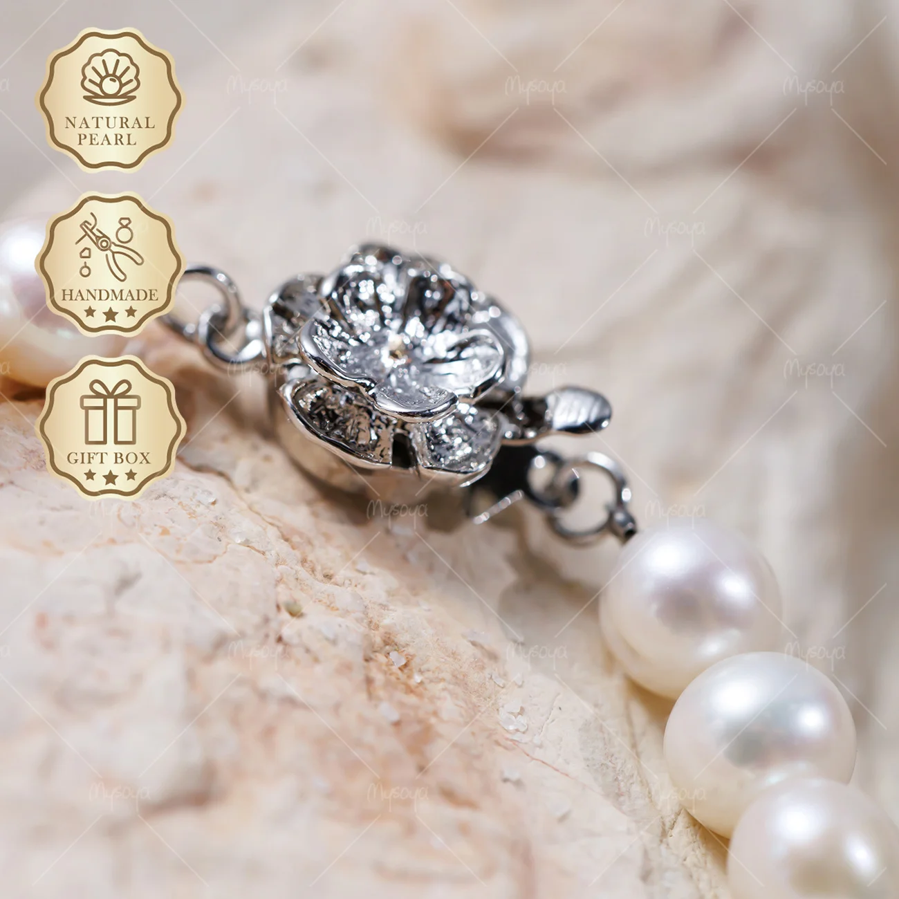 MYSOYA 6-7mm White Freshwater Pearl Bracelet with Silver Flower Clasp, Gift Box Included, Everyday Fashion Jewelry S541
MYSOYA 6-7mm White Freshwater Pearl Bracelet with Silver Flower Clasp, Gift Box Included, Everyday Fashion Jewelry S541