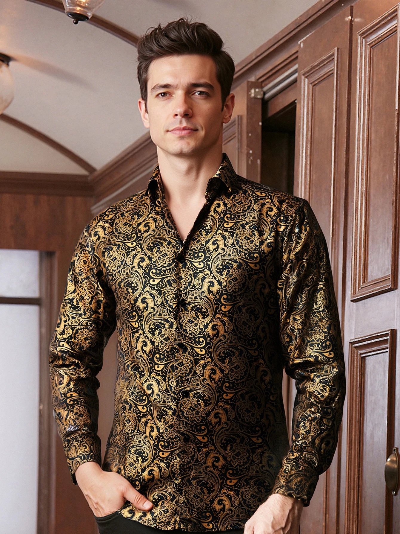 Classic Retro Paisley Pattern Collared Shirt Hot Fashion New Arrival Tops
Classic Retro Paisley Pattern Collared Shirt Hot Fashion New Arrival Tops