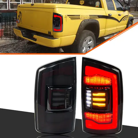 LED Tail Lights for Dodge Ram 1500 2500 3500 2002-2005 3rd Gen Dynamic Animation Sequential Turn Signal Rear Lamps Assembly