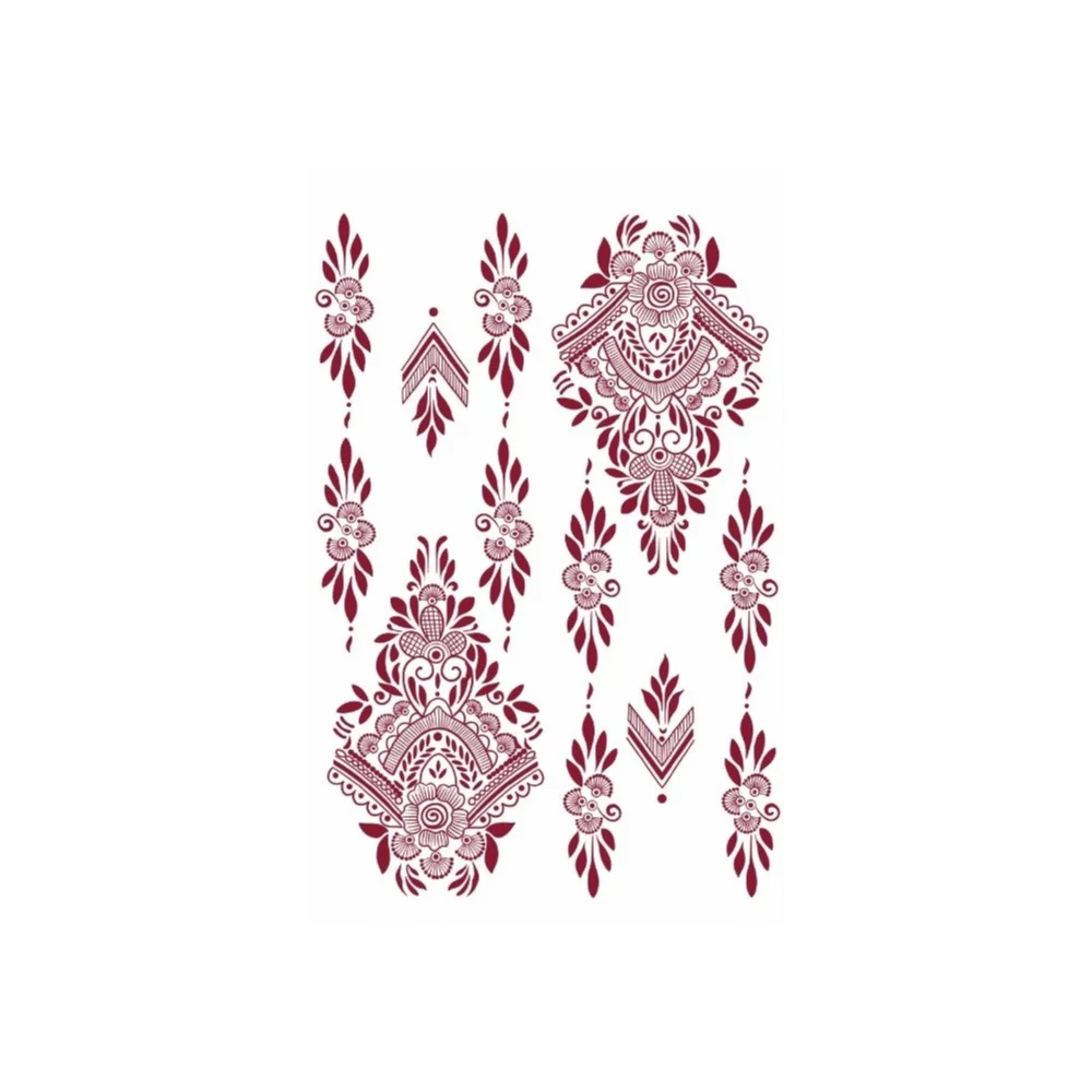 Maroon Color Henna Tattoo Stickers Mehndi Designs Flower Hand Tattoo Ethnic Style Waterproof Instant Decals Music Festival
Maroon Color Henna Tattoo Stickers Mehndi Designs Flower Hand Tattoo Ethnic Style Waterproof Instant Decals Music Festival