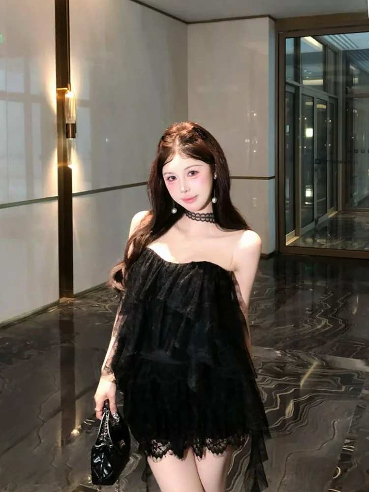 Umei STAZF7 Sexy Lace Trim Women's Summer Outfit Black Skirt Set Flirty Girl Retro Style Fashionable plus Size Ensemble
Umei STAZF7 Sexy Lace Trim Women's Summer Outfit Black Skirt Set Flirty Girl Retro Style Fashionable plus Size Ensemble