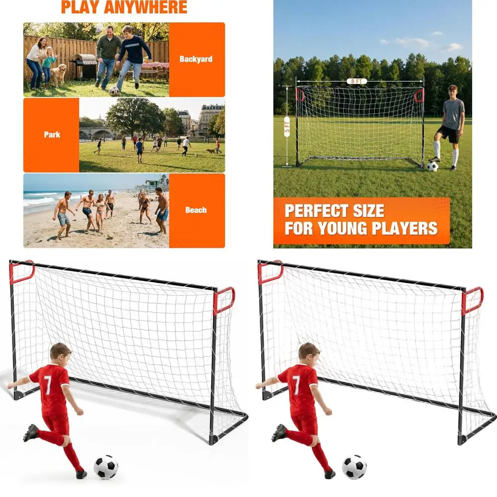 Portable 8x5 Soccer Goal for Training, Home, Park & Beach Use with Metal Frame
Portable 8x5 Soccer Goal for Training, Home, Park & Beach Use with Metal Frame