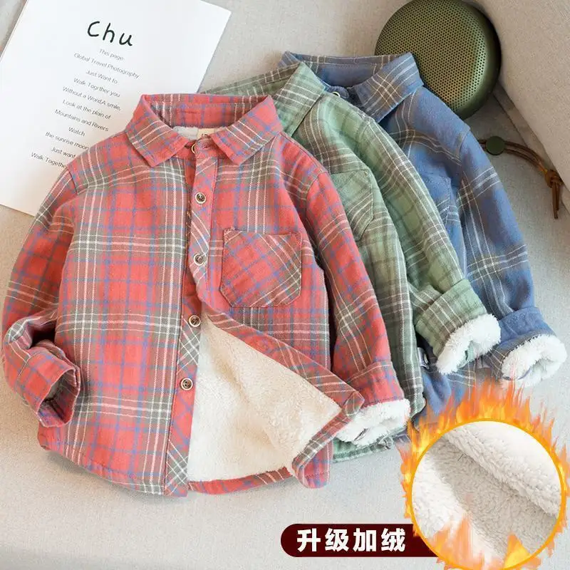 Boys' Plush Bottoming Shirt Autumn and Winter Children's Western-style Plaid Shirt Boys' Warm Cardigan Coat Boys Shirts
Boys' Plush Bottoming Shirt Autumn and Winter Children's Western-style Plaid Shirt Boys' Warm Cardigan Coat Boys Shirts