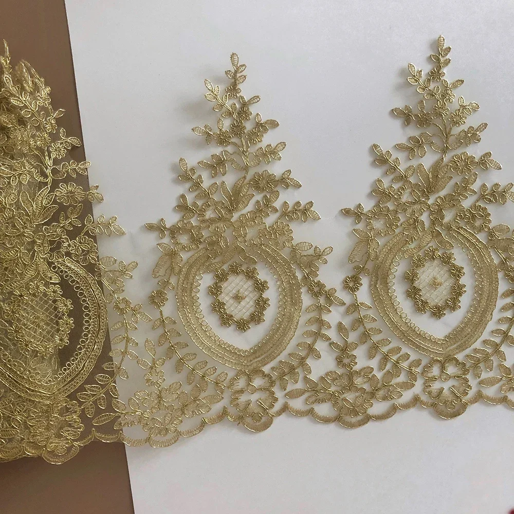 1Yard Gold Embroidery White Mesh Lace Trims Diy Luxury Applique Flowers Garment Sewing Lace Fabric for Wedding Dresses 31cm
1Yard Gold Embroidery White Mesh Lace Trims Diy Luxury Applique Flowers Garment Sewing Lace Fabric for Wedding Dresses 31cm
