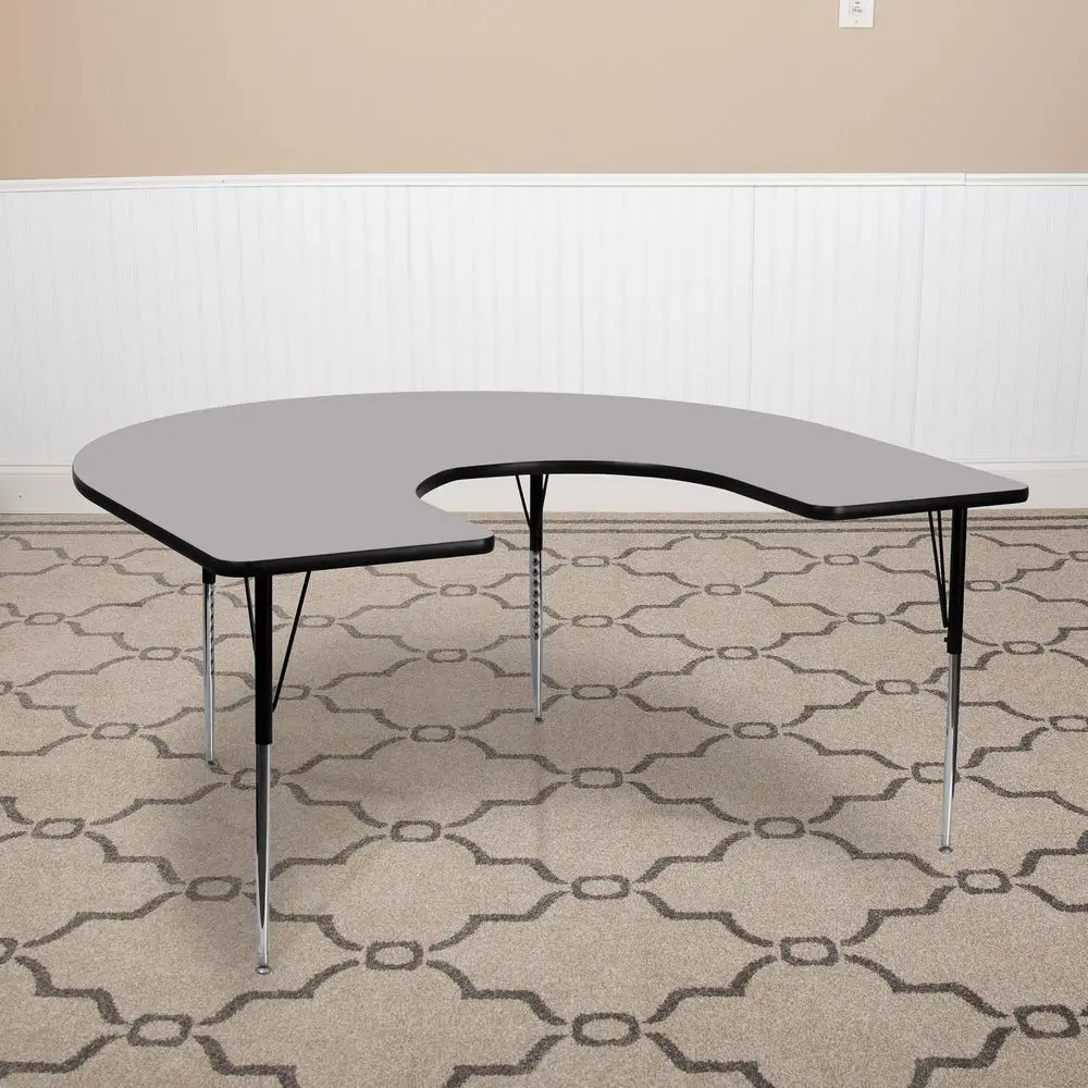 60W x 66L Horseshoe Grey Thermal Laminate Activity Table Standard Height Adjustable Legs
60W x 66L Horseshoe Grey Thermal Laminate Activity Table Standard Height Adjustable Legs