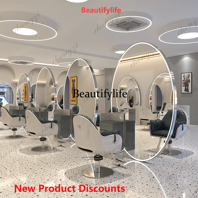 H z Hair Salon Double-Sided Floor Large round Mirror Led Full Body round Barber Shop for Hair Salon Dressing Table
H z Hair Salon Double-Sided Floor Large round Mirror Led Full Body round Barber Shop for Hair Salon Dressing Table