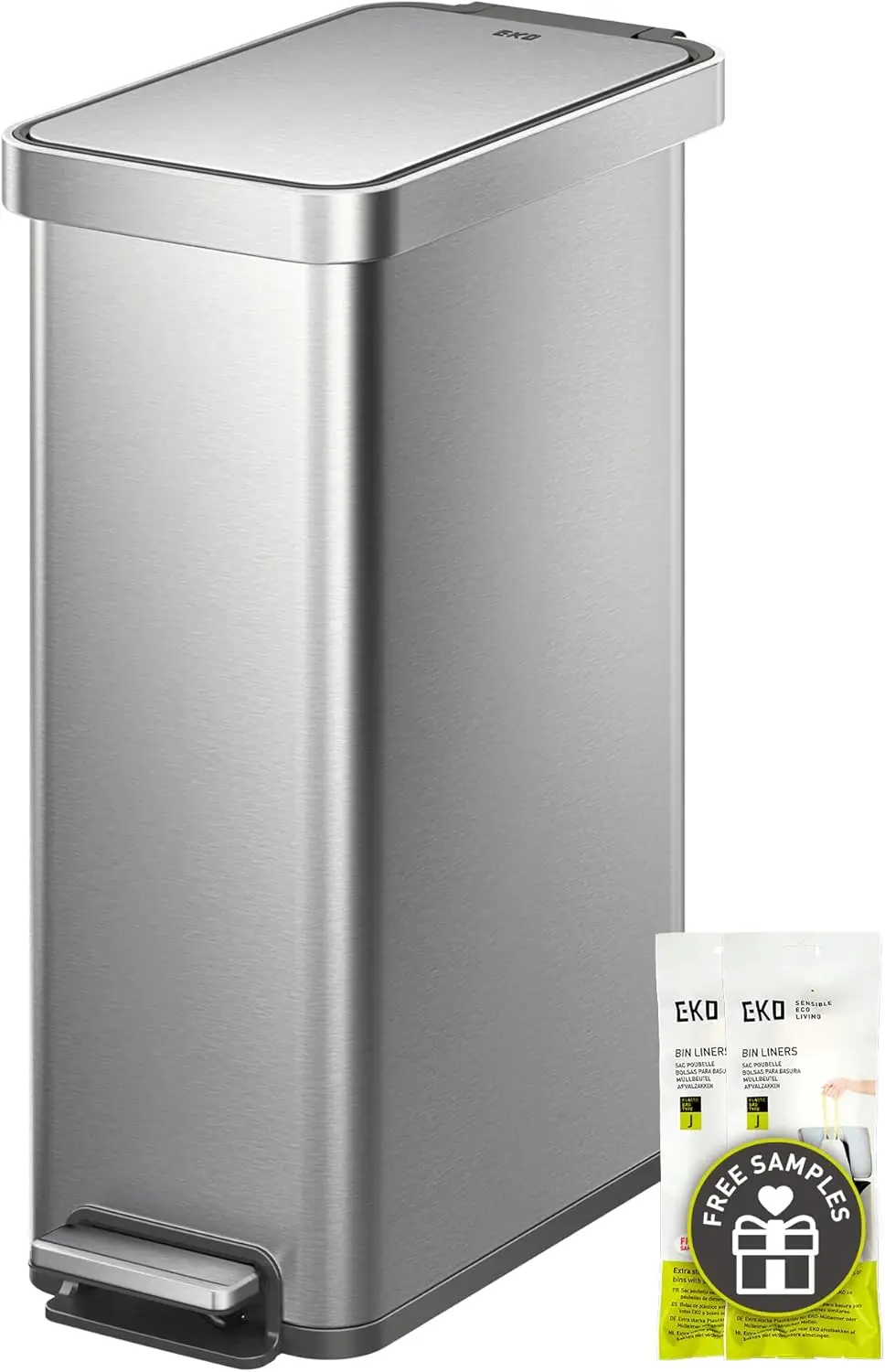 EKO Hudson Slim 50L / 13.2 Gallon Kitchen Trash Can with Lid, Stainless Steel Step Garbage Can for Kitchen or Home, Space-Saving
EKO Hudson Slim 50L / 13.2 Gallon Kitchen Trash Can with Lid, Stainless Steel Step Garbage Can for Kitchen or Home, Space-Saving