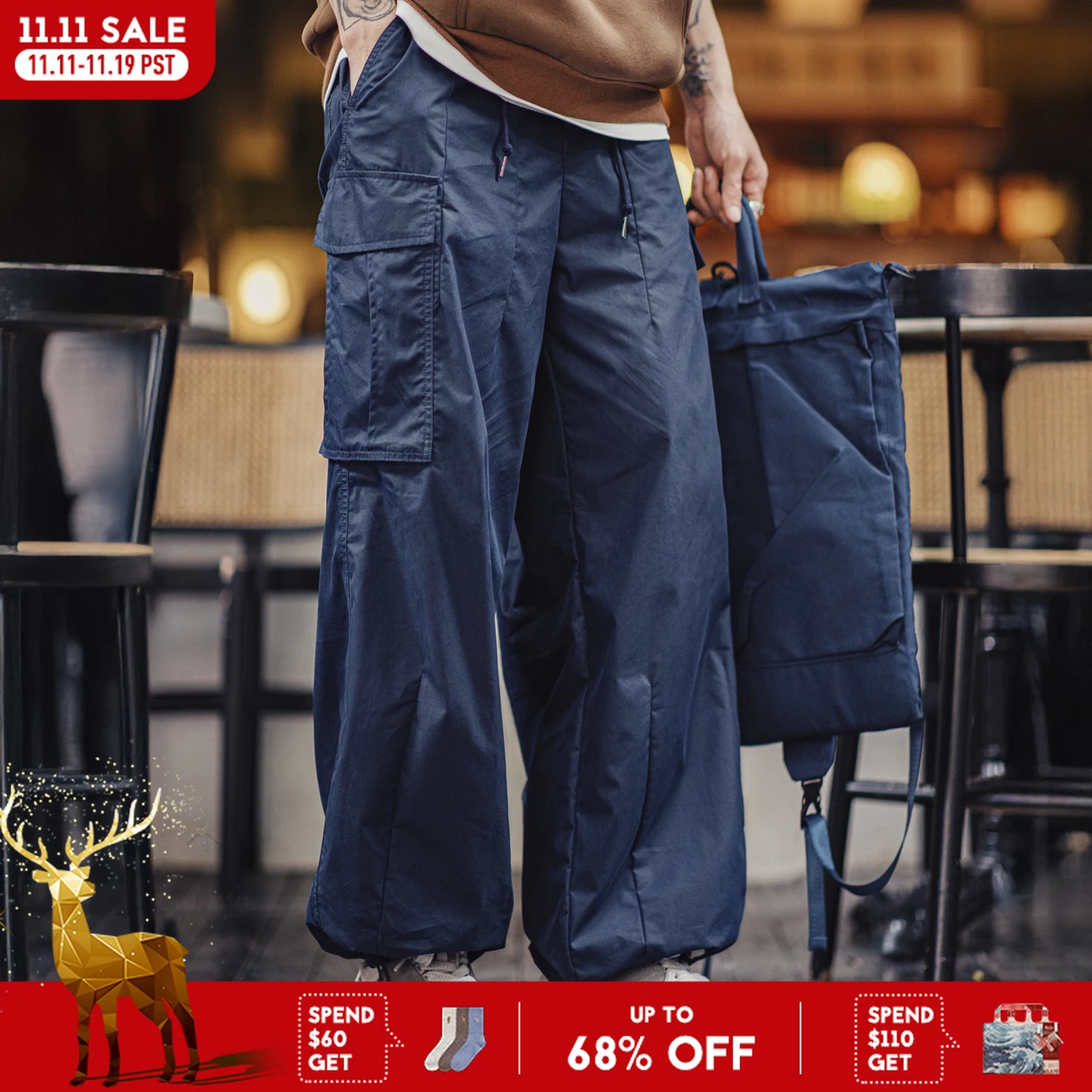 Maden Retro Men's M65 Big Pocket Casual Pants Straight-Leg Lightweight Trousers Blue Woven Long Pants for Autumn Streetwaer
Maden Retro Men's M65 Big Pocket Casual Pants Straight-Leg Lightweight Trousers Blue Woven Long Pants for Autumn Streetwaer