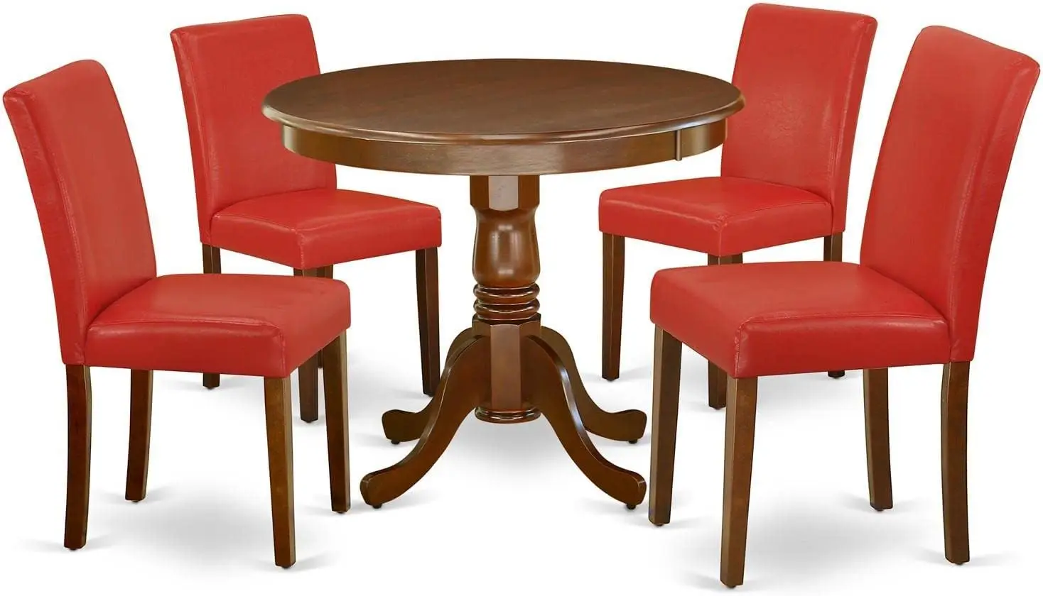 Anab5-Mah-72 5 Piece Dining Table Set Ludes A Round Dining Room Table With Pedestal And 4 Firebri Red Faux Leather Parsons
Anab5-Mah-72 5 Piece Dining Table Set Ludes A Round Dining Room Table With Pedestal And 4 Firebri Red Faux Leather Parsons