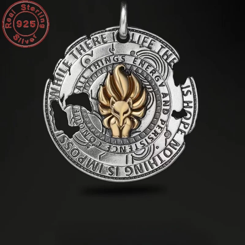 925 Silver Nine-tailed Fox Necklace Trendy Gangster Street Pendant Split Gold Ling Moon Disc Pendant Retro Style Hot Top1
925 Silver Nine-tailed Fox Necklace Trendy Gangster Street Pendant Split Gold Ling Moon Disc Pendant Retro Style Hot Top1