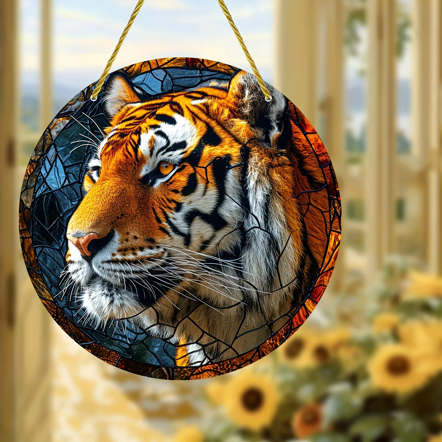 Bengal tiger stained window hanging,sun catcher,sun shade,king of all beasts tiger sign,gift for family, lover,friends
Bengal tiger stained window hanging,sun catcher,sun shade,king of all beasts tiger sign,gift for family, lover,friends