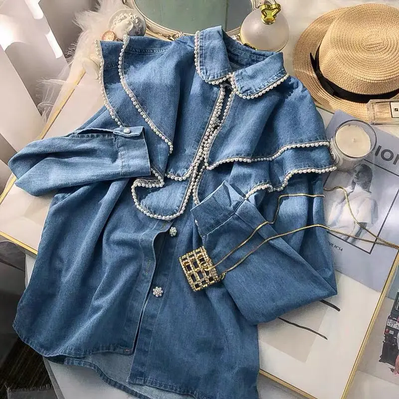 Hikigawa Summer Chic Fashion Blouse Double Peter Pan Collar Vintage Elegant Shirt Loose All Match Casual Blusas Mujer De Moda
Hikigawa Summer Chic Fashion Blouse Double Peter Pan Collar Vintage Elegant Shirt Loose All Match Casual Blusas Mujer De Moda