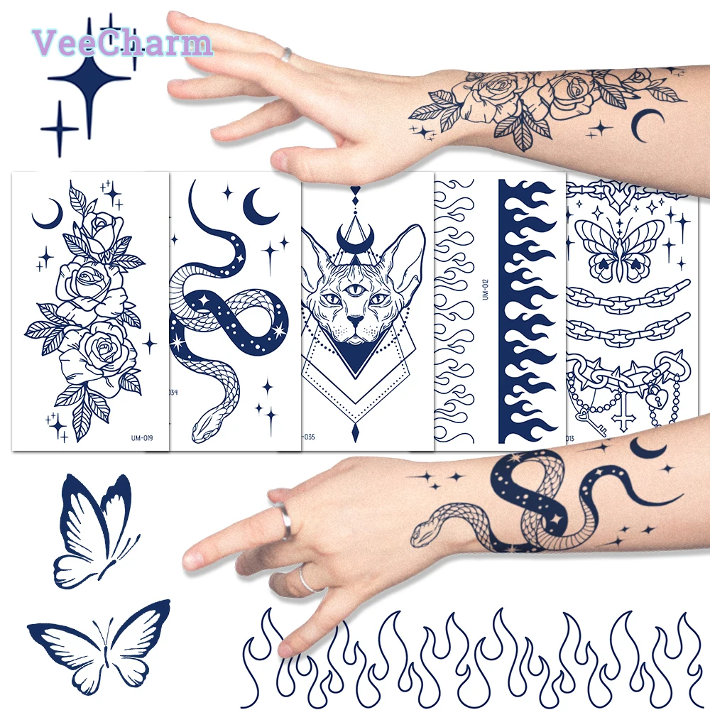 VeeCharm - Semi-Permanent Tattoo Stickers - Serpent, Tiger, & Flower, Fresh & Chic Style, Long-lasting, Waterproof, 1/27 Sheet
VeeCharm - Semi-Permanent Tattoo Stickers - Serpent, Tiger, & Flower, Fresh & Chic Style, Long-lasting, Waterproof, 1/27 Sheet