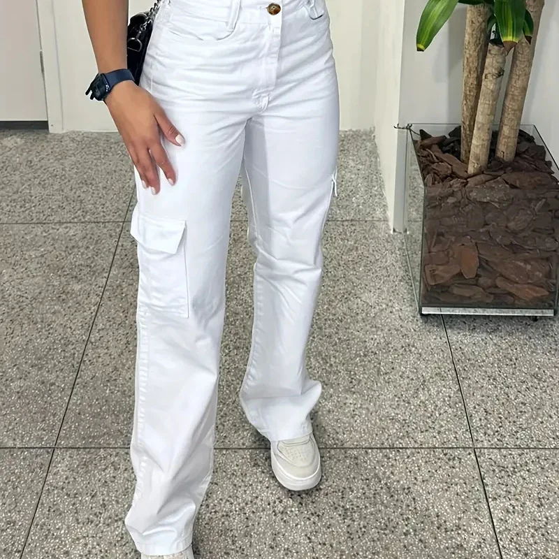 Women's Solid Multi Pocket Cargo Pants Fashion High Waist Slim Straight Leg Pants Versatile Street Casual Women Trousers
Women's Solid Multi Pocket Cargo Pants Fashion High Waist Slim Straight Leg Pants Versatile Street Casual Women Trousers