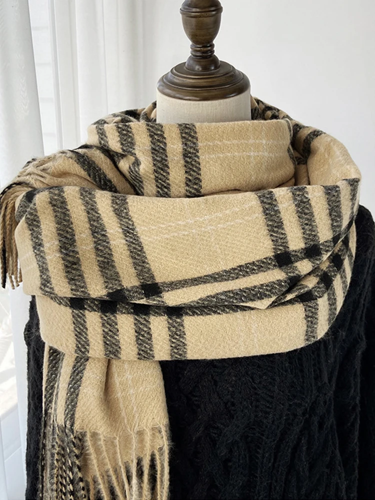 Женский осенне-зимний вязаный шарф, платок для женщин и мужчин, повседневный классический полосатый клетчатый шарф в стиле преппи, Mujer, мужская шаль с запахом, новый унисекс 
Женский осенне-зимний вязаный шарф, платок для женщин и мужчин, повседневный классический полосатый клетчатый шарф в стиле преппи, Mujer, мужская шаль с запахом, новый унисекс