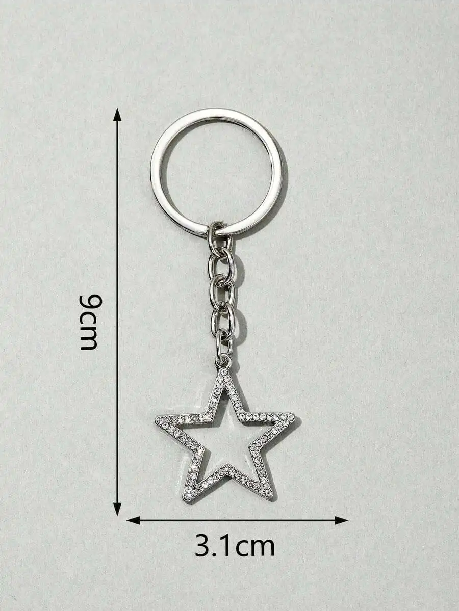 Elegant Alloy Hollow Star Keychain With Rhinestone Decoration For Car Bag Charm
Elegant Alloy Hollow Star Keychain With Rhinestone Decoration For Car Bag Charm