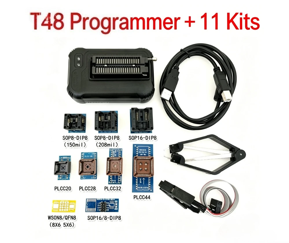 T48 TL866II upgraded universal programmer for laptops and cars, EC BIOS motherboard with 11 sockets
T48 TL866II upgraded universal programmer for laptops and cars, EC BIOS motherboard with 11 sockets