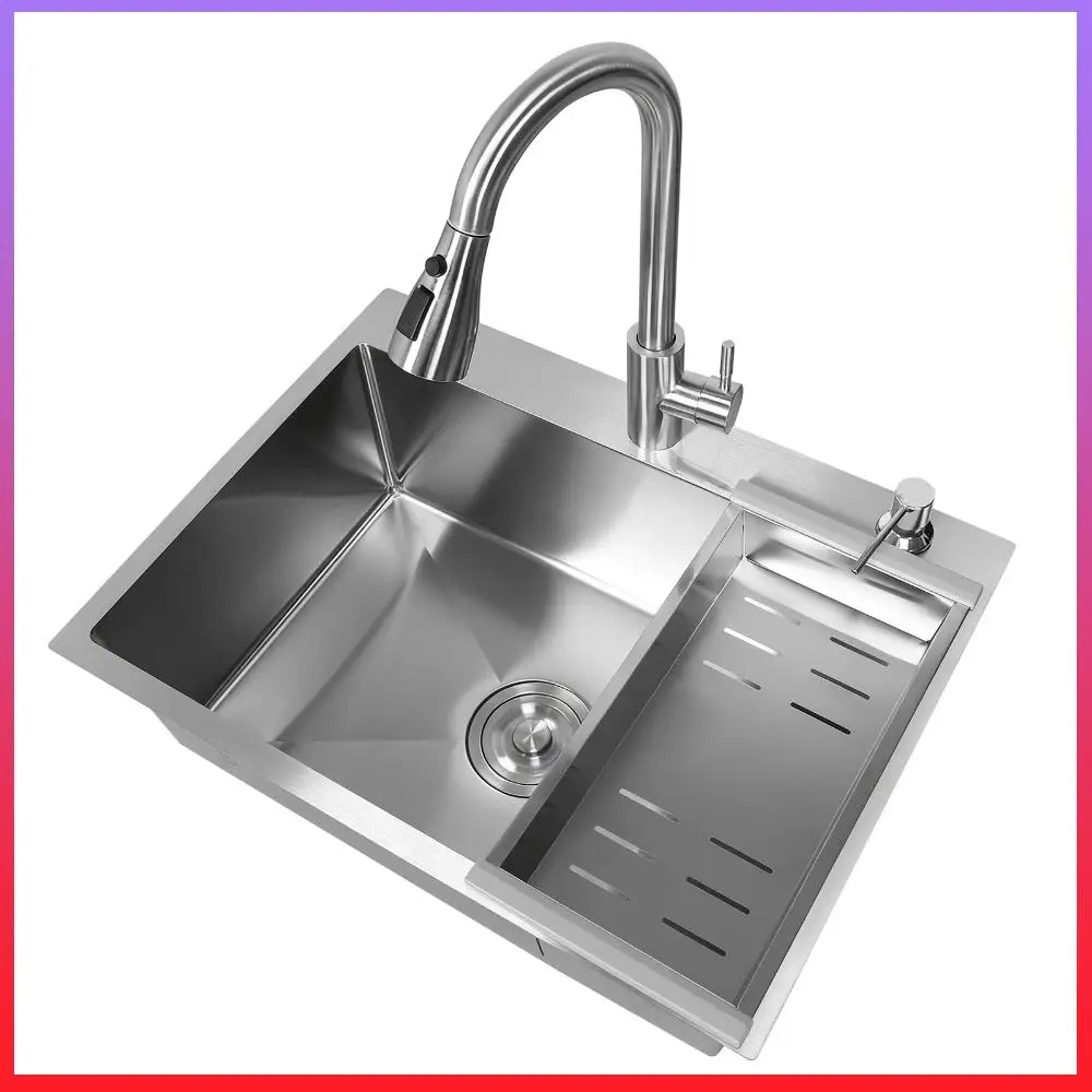Кухонная раковина для рабочей станции и приготовления пищи из нержавеющей стали с одним отсеком и смесителем, размеры 23,62 x 17,72 x 7,87 дюйма
Кухонная раковина для рабочей станции и приготовления пищи из нержавеющей стали с одним отсеком и смесителем, размеры 23,62 x 17,72 x 7,87 дюйма