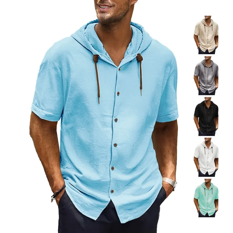 Men's Summer Casual, Fashionable, Breathable, Thin Hooded Short-sleeved Cardigan Shirt Top
Men's Summer Casual, Fashionable, Breathable, Thin Hooded Short-sleeved Cardigan Shirt Top