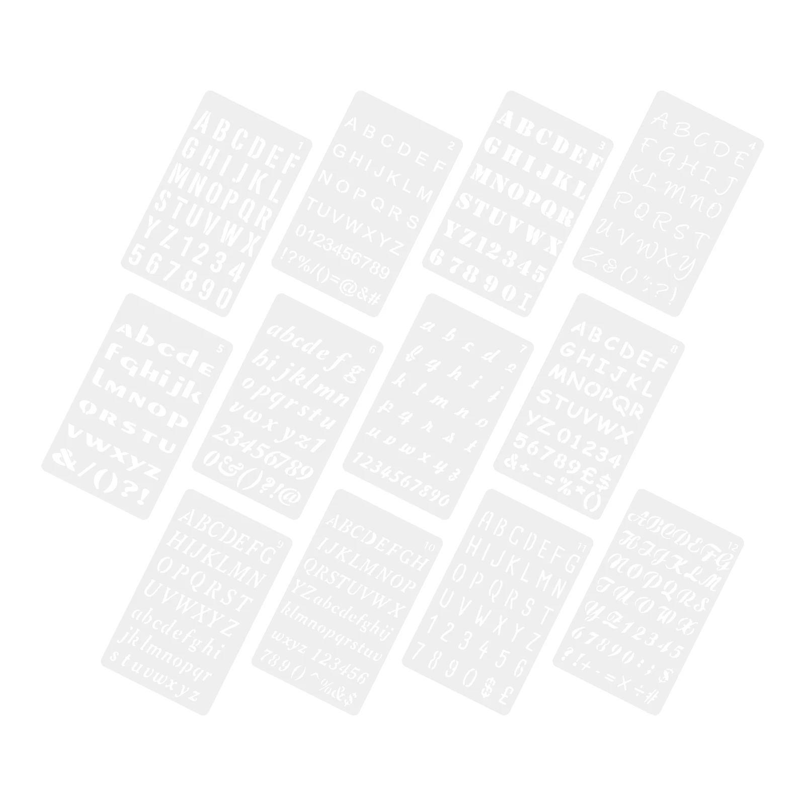 12 Sheets Hollow Stencils Reusable Pet Templates for Painting DIY Craft Wall Decor Alphabet Number Letters Supplies
12 Sheets Hollow Stencils Reusable Pet Templates for Painting DIY Craft Wall Decor Alphabet Number Letters Supplies