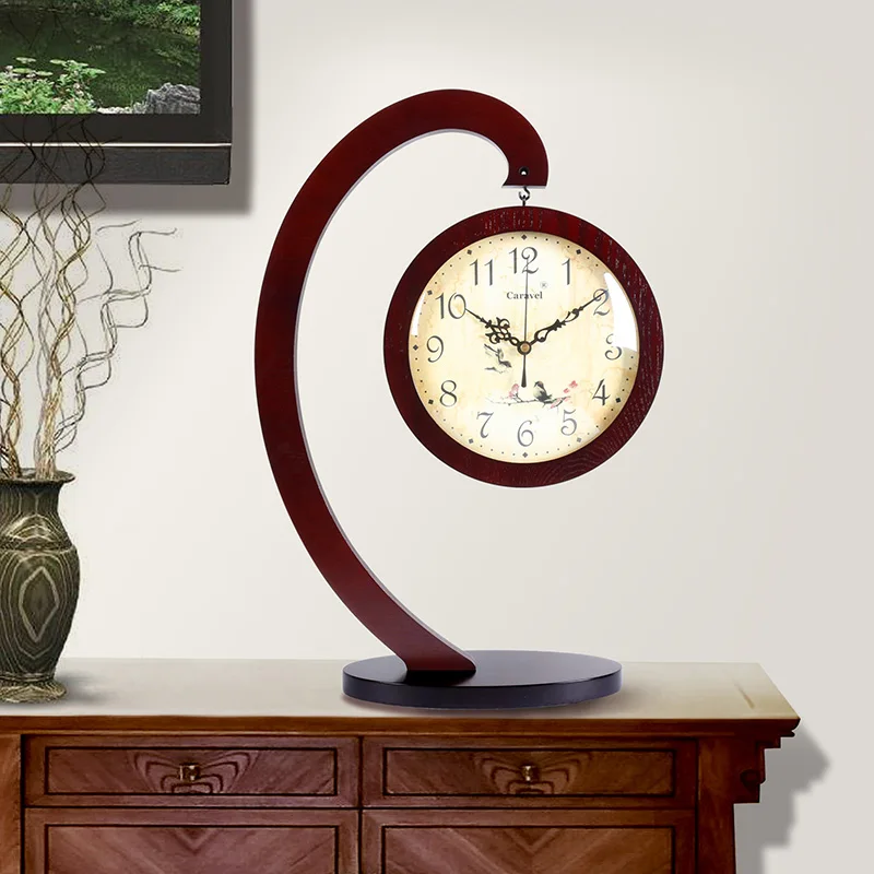 Wooden clock Chinese living room feng shui ornament study quartz clock retro clock ornament
Wooden clock Chinese living room feng shui ornament study quartz clock retro clock ornament