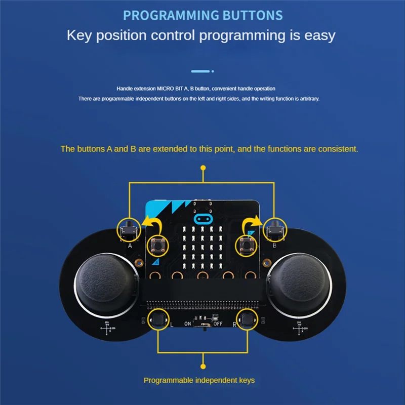 Programmable Game Controller Micro:Bit Wireless Remote Control Joystick Module With Microbit V2 Module
Programmable Game Controller Micro:Bit Wireless Remote Control Joystick Module With Microbit V2 Module