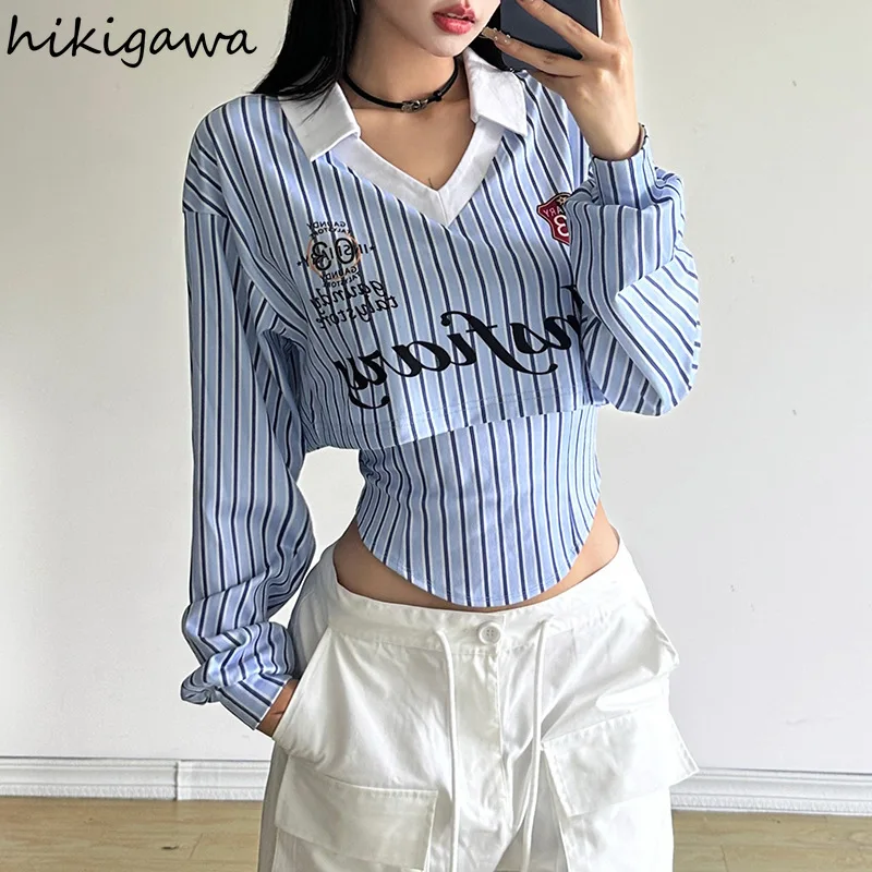 Ropa Mujer Y2k 2022, футболки для женщин, туника, v-образный вырез, Camisetas, модные корейские футболки, повседневные полосатые футболки, уличная одежда, укороченные топы
Ropa Mujer Y2k 2022, футболки для женщин, туника, v-образный вырез, Camisetas, модные корейские футболки, повседневные полосатые футболки, уличная одежда, укороченные топы