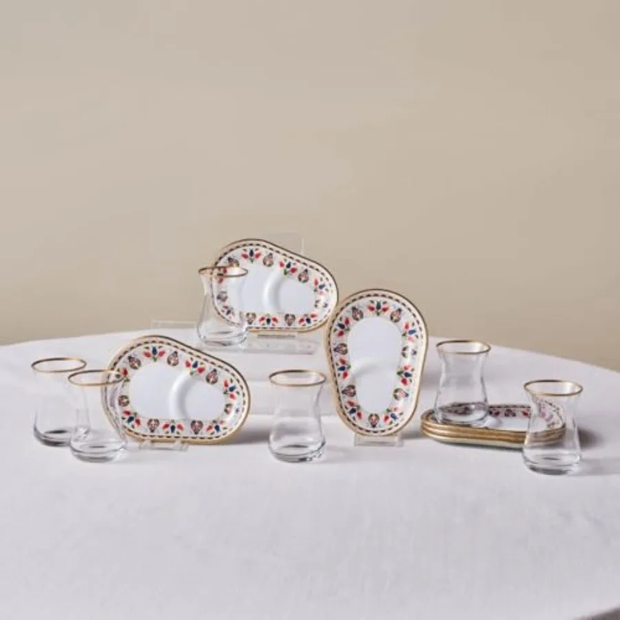 Tulip 12-Piece Turkish Tea Glass and Saucer Set 132 ml Multicolour Elegant Design
Tulip 12-Piece Turkish Tea Glass and Saucer Set 132 ml Multicolour Elegant Design