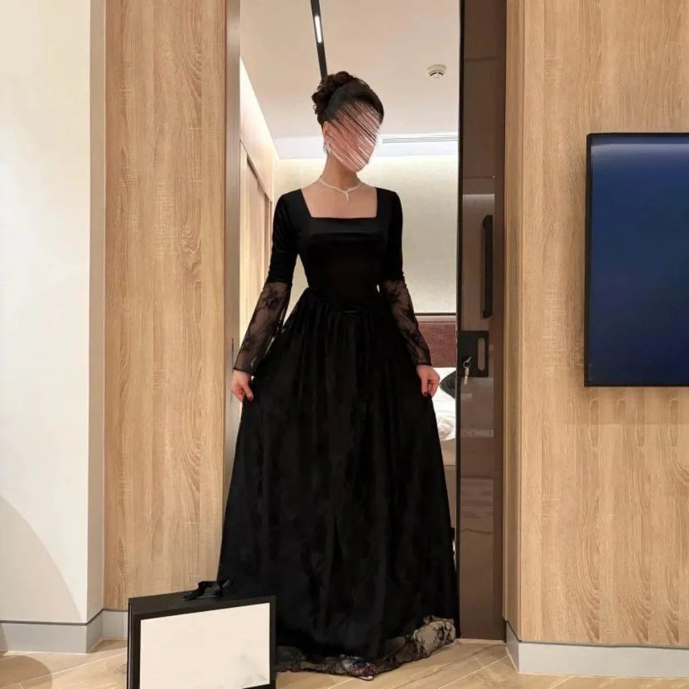 Ruched Women Prom Dress Customized Lace Applique Party Gown Charming A-line Party Dress Long Sleeve Evening Gownفساتين سهرة
Ruched Women Prom Dress Customized Lace Applique Party Gown Charming A-line Party Dress Long Sleeve Evening Gownفساتين سهرة
