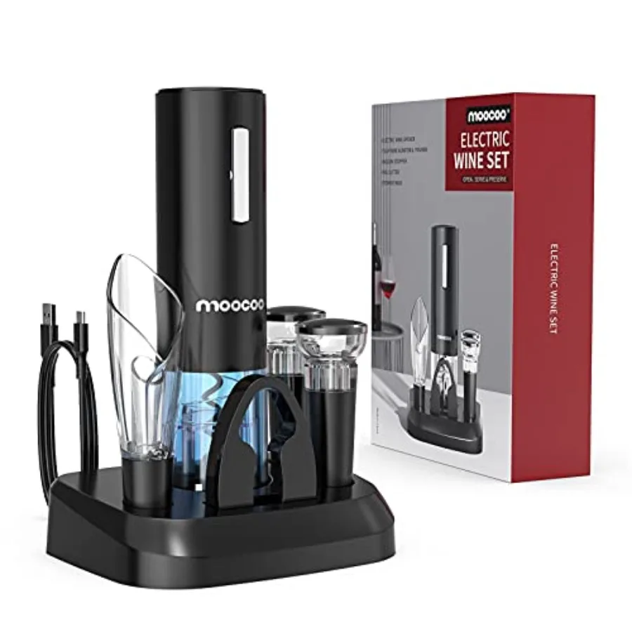 Electric Wine Opener with Charging Base, Cordl Electric Wine Bottle Opener with 2-in-1 Aerator andPourer, Foil Cutter, 2 Vacuum
Electric Wine Opener with Charging Base, Cordl Electric Wine Bottle Opener with 2-in-1 Aerator andPourer, Foil Cutter, 2 Vacuum