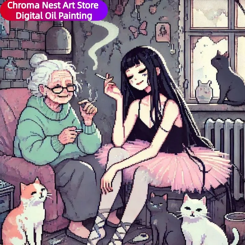 Adult DIY Digital Oil Painting Set - Retro Pixel Style Contrast Lifestyle, High-Quality Art Set, Acrylic Paints, Home Decor
Adult DIY Digital Oil Painting Set - Retro Pixel Style Contrast Lifestyle, High-Quality Art Set, Acrylic Paints, Home Decor
