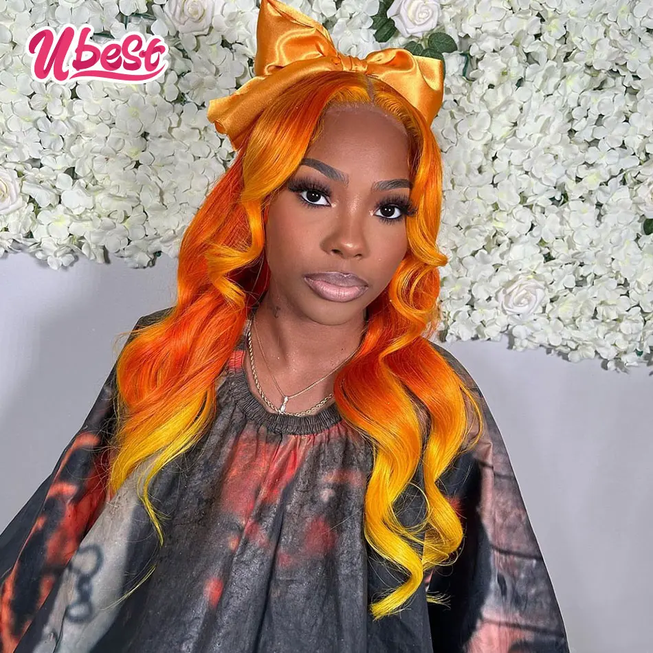 Ombre Orange Yellow Colored 13X6 Body Wave Transparent Lace Front Wigs 100% Human Hair 180% Density Brazilian Hair Remy Hair men
Ombre Orange Yellow Colored 13X6 Body Wave Transparent Lace Front Wigs 100% Human Hair 180% Density Brazilian Hair Remy Hair men
