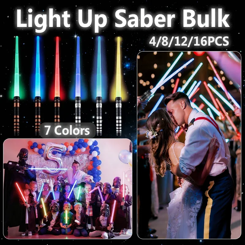 4-16Packs Light Up Sabers 7 Colors Expandable Light Swords Toys for Kid Adult Birthday Gifts Classroom Rewards Wedding Favors
4-16Packs Light Up Sabers 7 Colors Expandable Light Swords Toys for Kid Adult Birthday Gifts Classroom Rewards Wedding Favors
